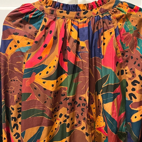 FARM Rio NWT AUTHENTIC BROWN PRINTED LEOPARD TROPICAL LONG SLEEVES DRESS - Picture 8 of 16